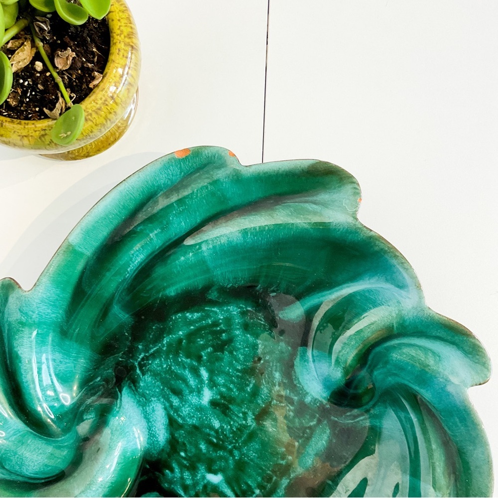 BLUE MOUNTAIN POTTERY Mid Century Modern Blue Glazed Decorative Dish VINTAGE - Picture 3 of 6